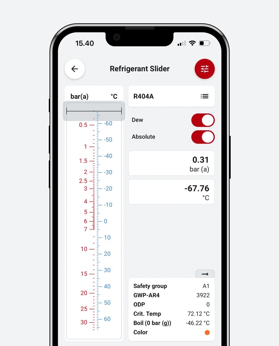 Screendump of the Ref Slider on a mobile device
