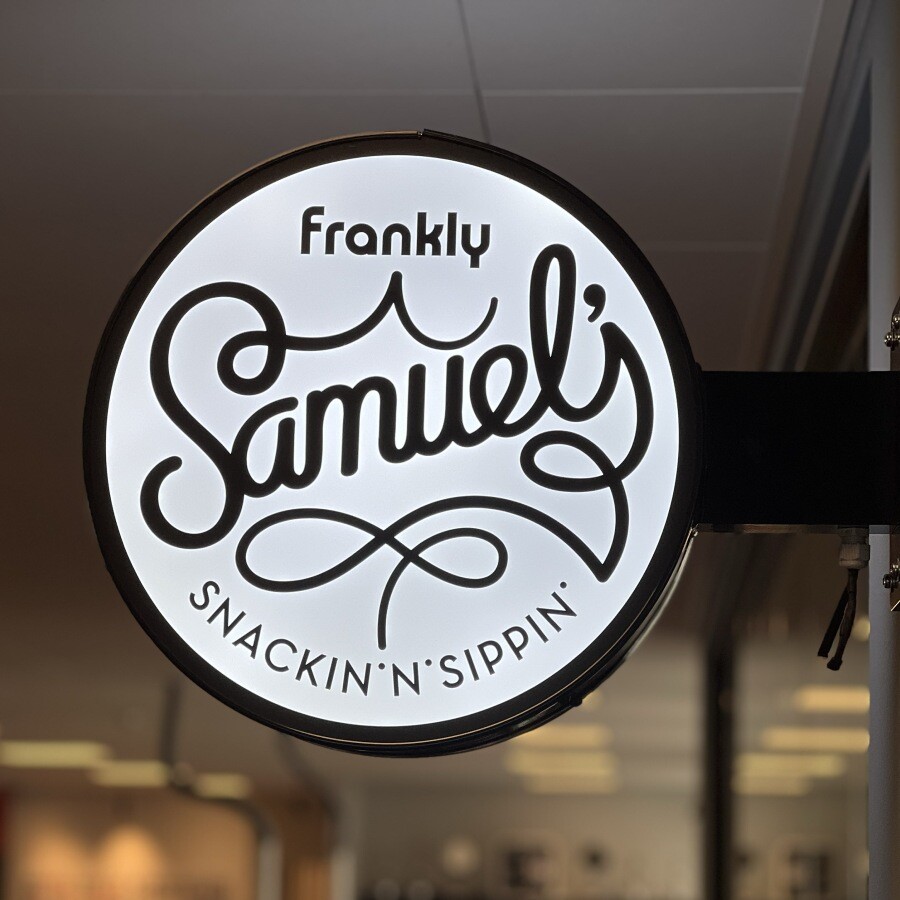 Sign of Frankly Samuel's Friday Bar at the Frankly office