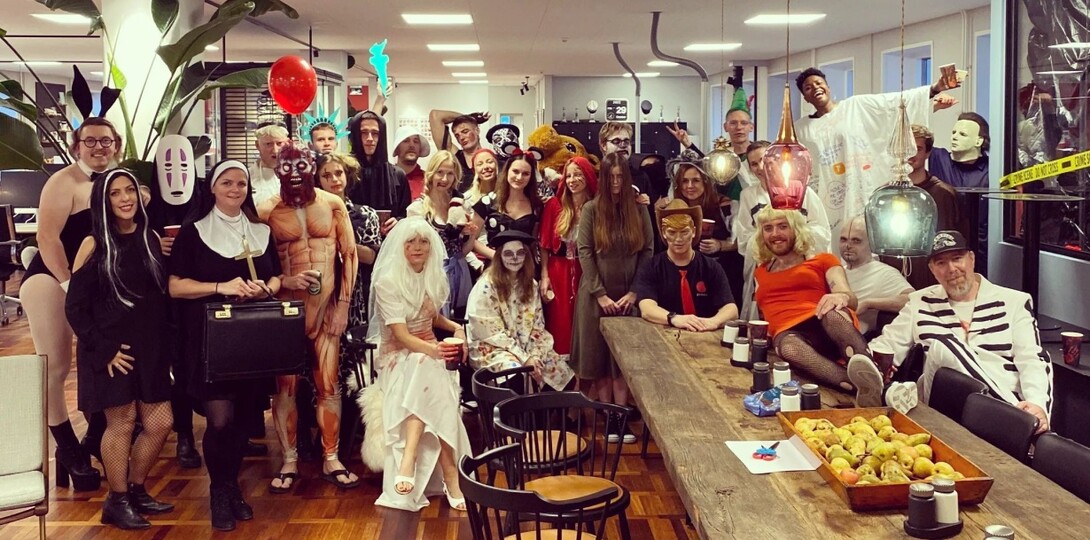 Halloween group photo of Frankly
